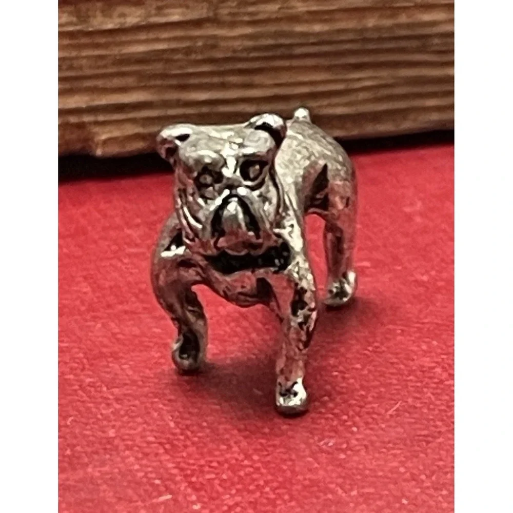 Set of 10 Mini Bulldog Cast Metal Figurine Decor Dog Figure